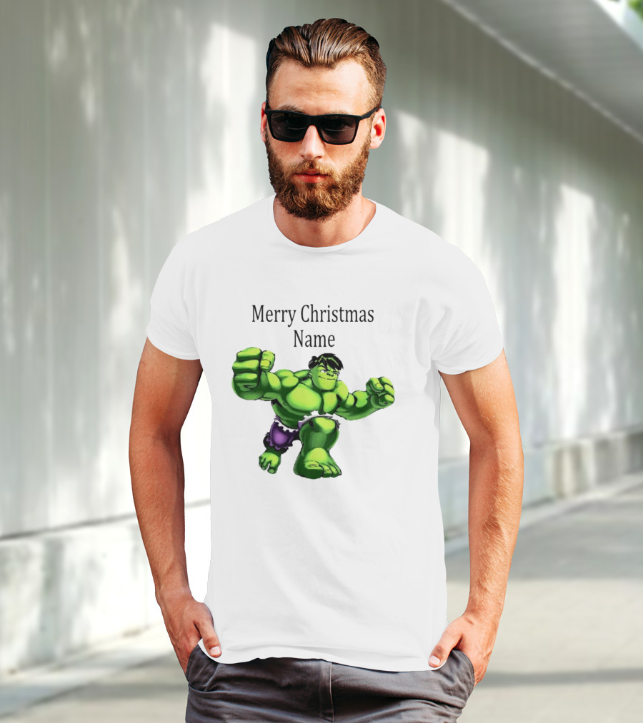 Merry Christmas Name Hulk Green T-Shirt