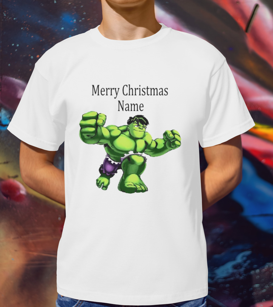 Merry Christmas Name Hulk Green T-Shirt