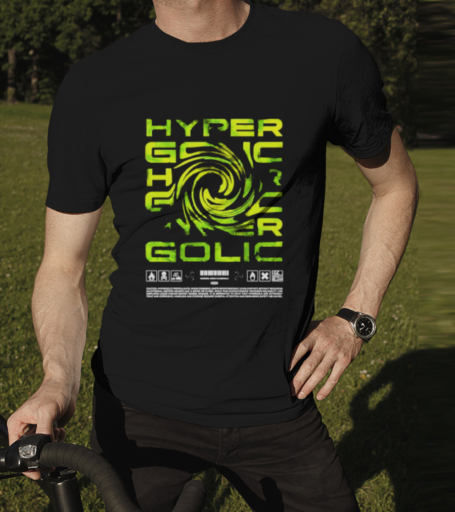 HYPERGOLIC SAFETY WARNING SYMBOLS SWIRL TEXT T-Shirt