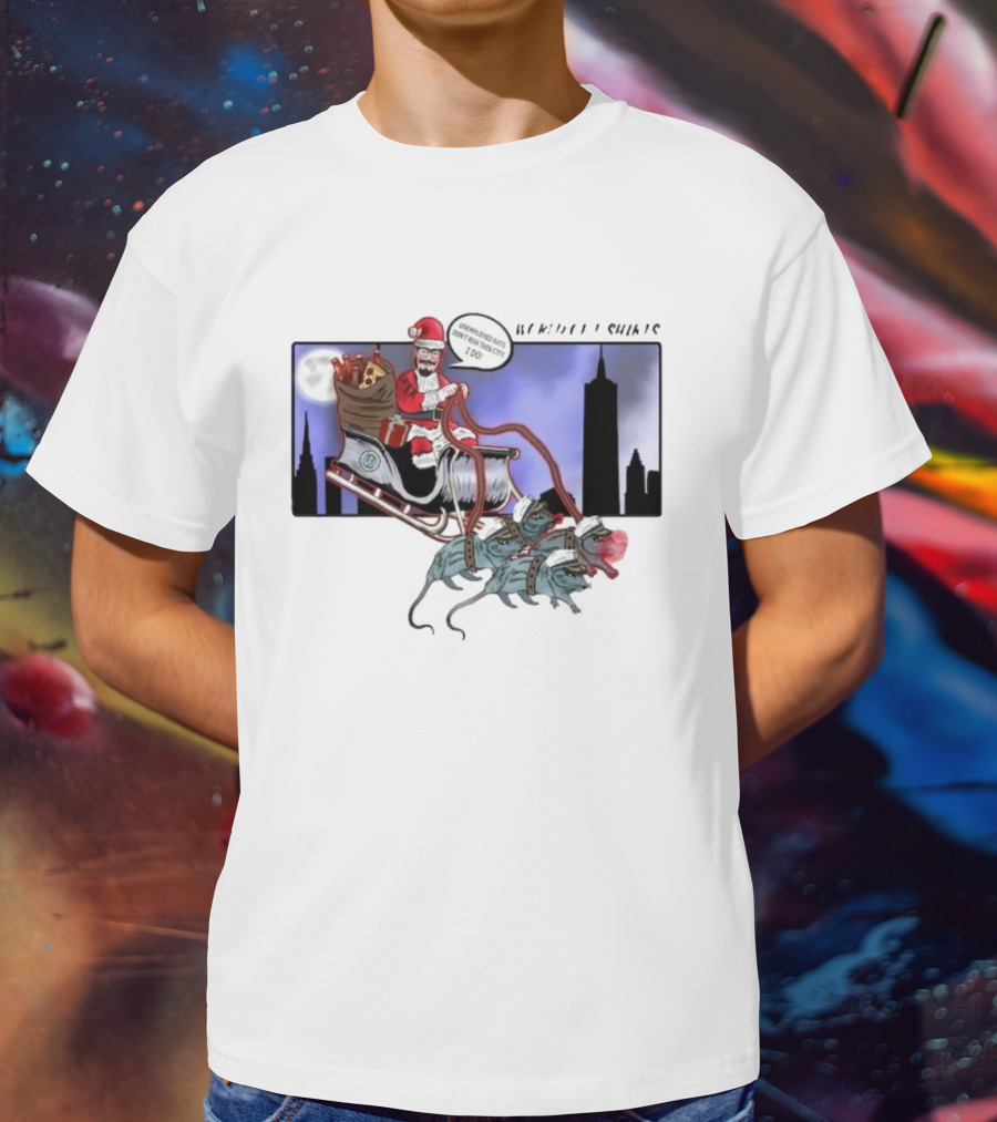 Josh Saves Christmas Chupacabras Sled New York City Skyline T-Shirt