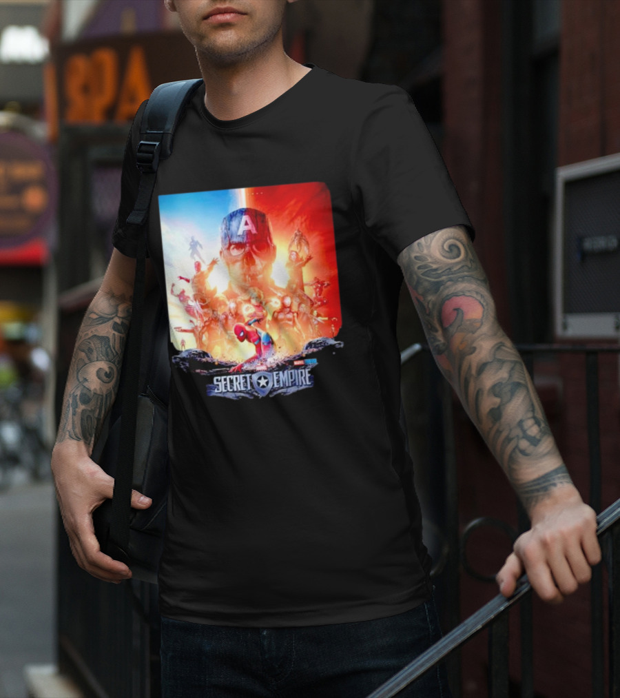Marvel Secret Empire Captain America A Hydra Battle With Spider-Man And Avengers T-Shirt