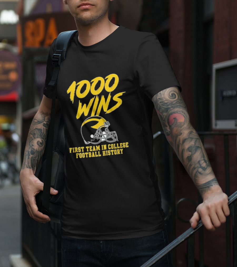 Michigan Wolverines 1000 Wins First Team In College Football History Helmet T-Shirt