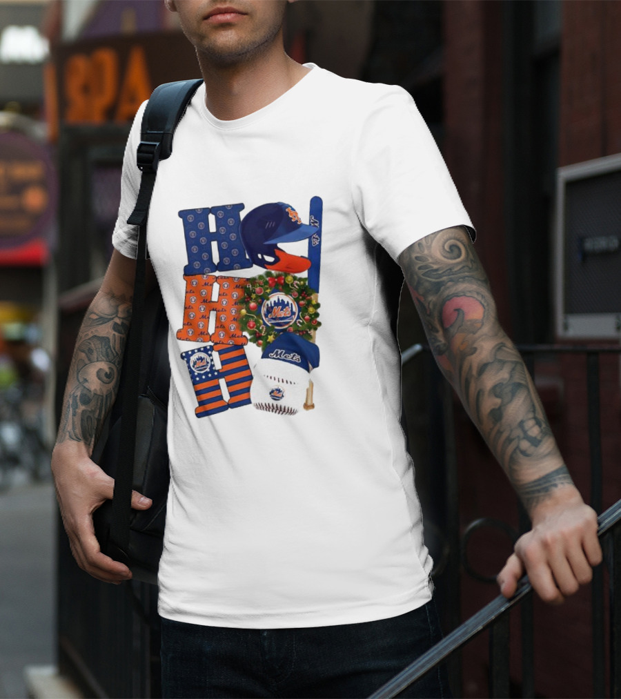 New York Mets Ho Ho Ho Merry Christmas Mets Baseball Holiday T-Shirt