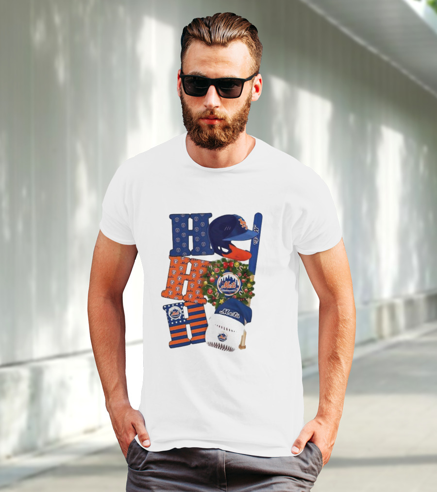 New York Mets Ho Ho Ho Merry Christmas Mets Baseball Holiday T-Shirt