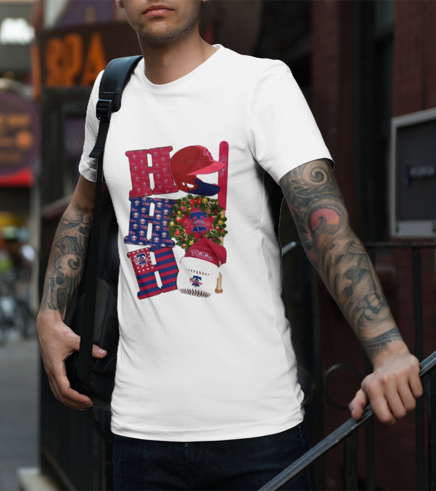 Philadelphia Phillies Ho Ho Ho Merry Christmas Sports Fan T-Shirt