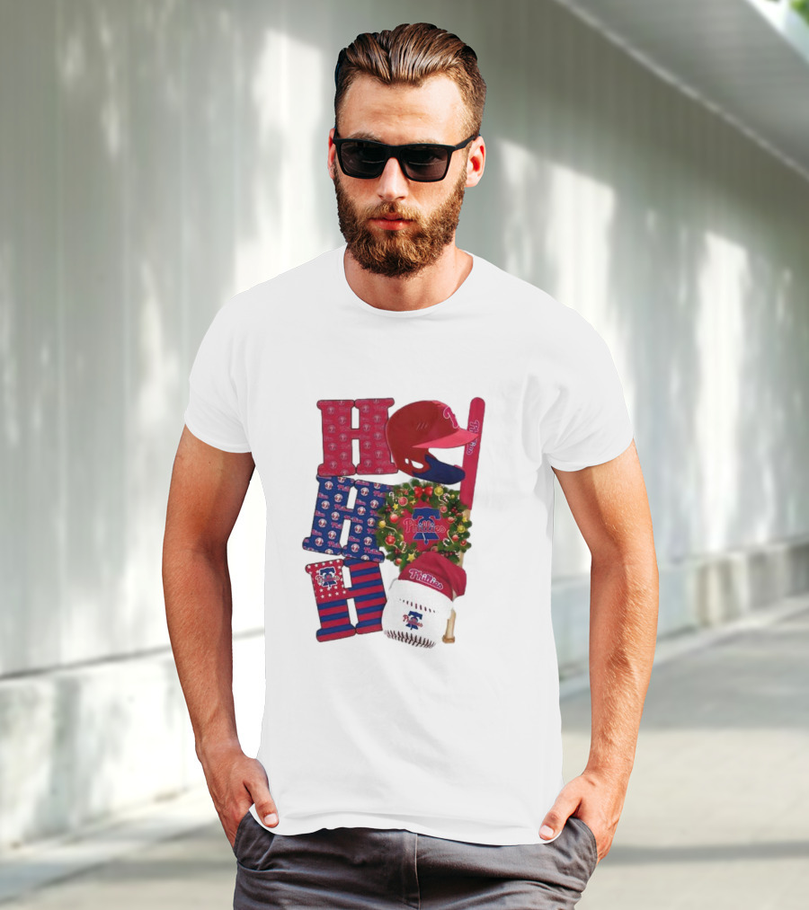 Philadelphia Phillies Ho Ho Ho Merry Christmas Sports Fan T-Shirt