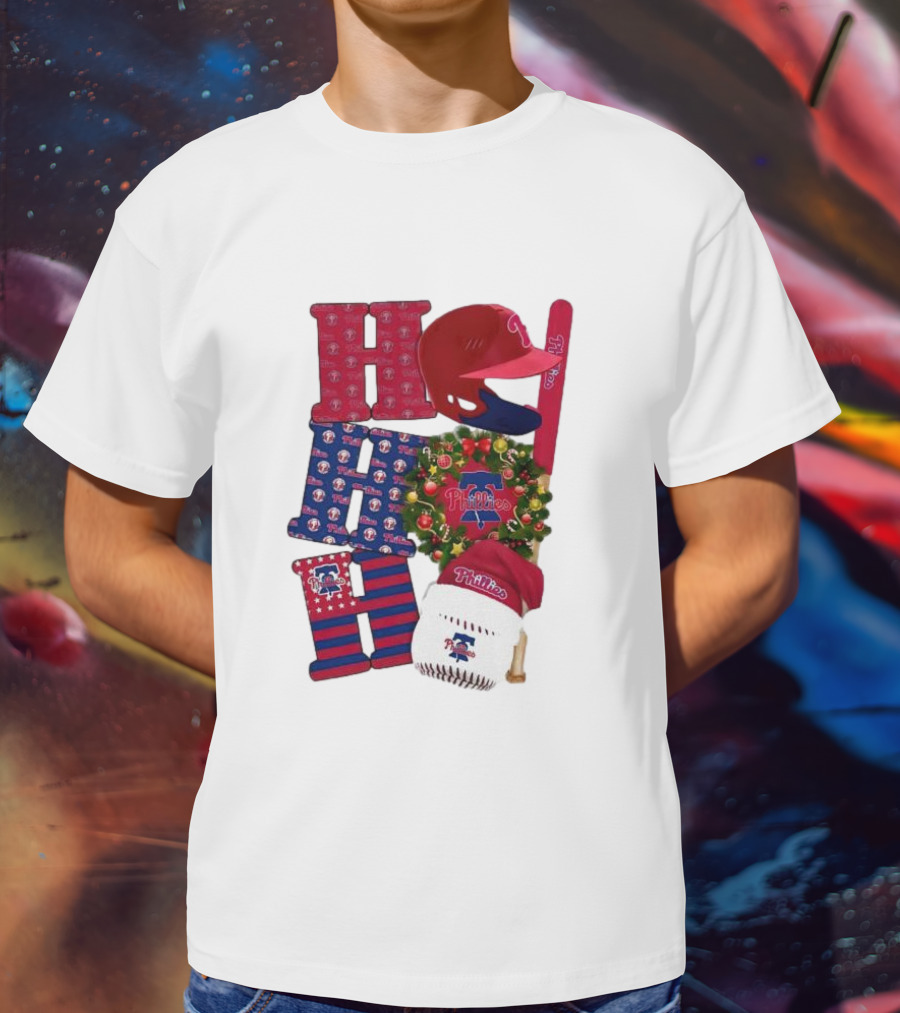 Philadelphia Phillies Ho Ho Ho Merry Christmas Sports Fan T-Shirt