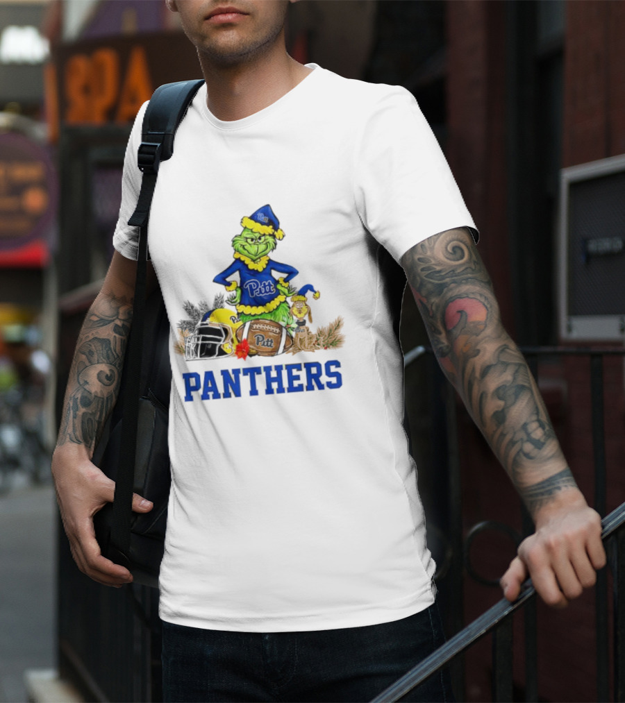Pittsburgh Panthers Grinch Max Dog Christmas Football T-Shirt