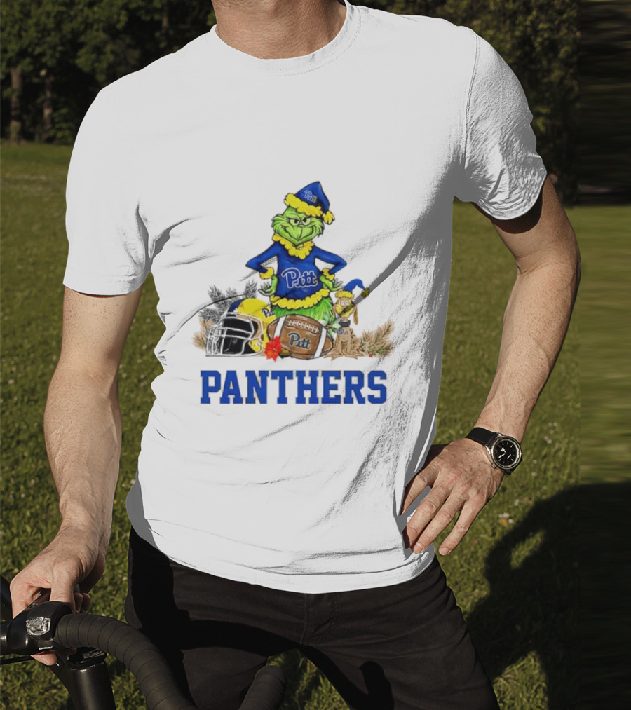 Pittsburgh Panthers Grinch Max Dog Christmas Football T-Shirt