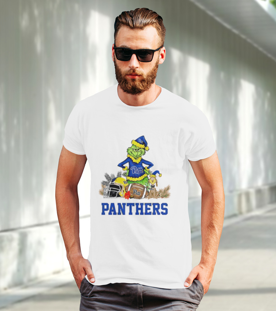 Pittsburgh Panthers Grinch Max Dog Christmas Football T-Shirt