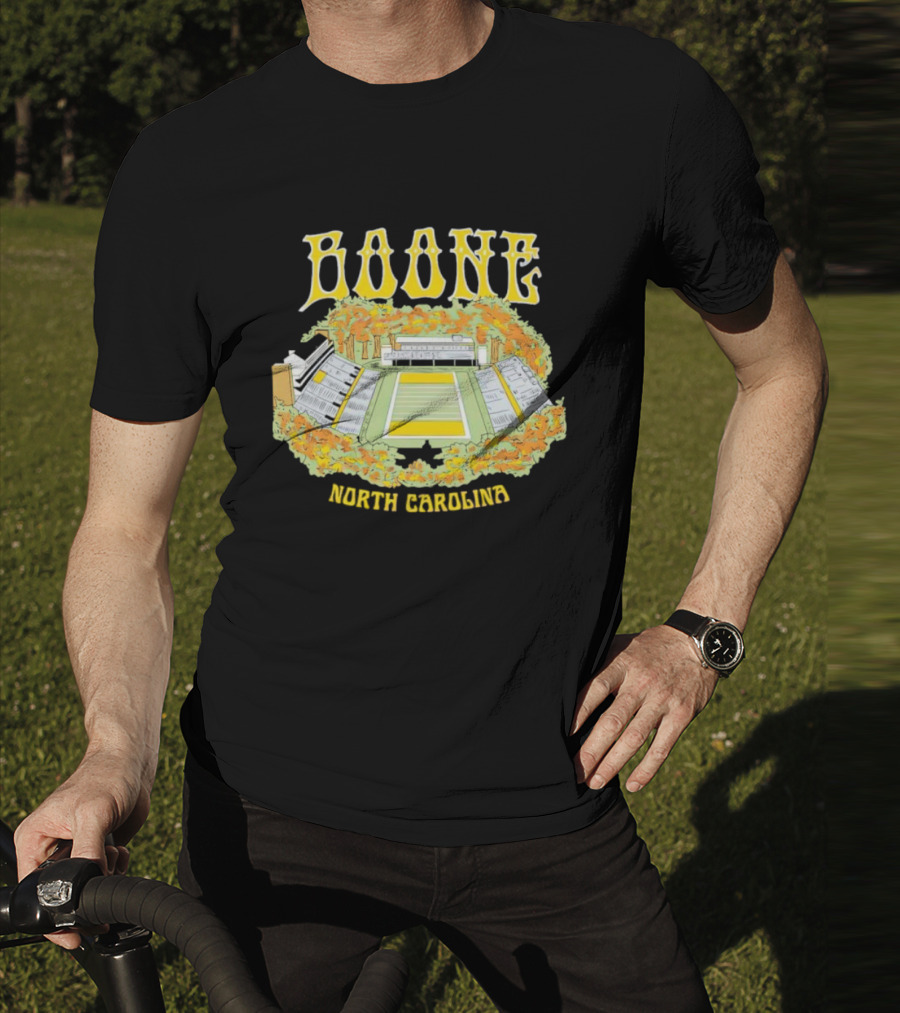 Boone North Carolina Stadium Football Field Autumn Leaves T-Shirt