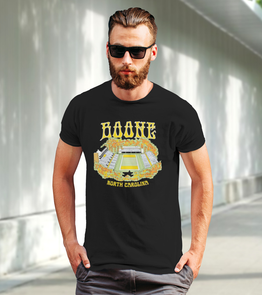 Boone North Carolina Stadium Football Field Autumn Leaves T-Shirt