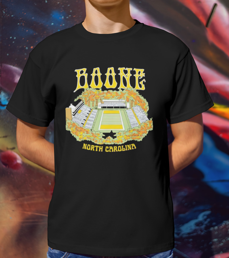 Boone North Carolina Stadium Football Field Autumn Leaves T-Shirt