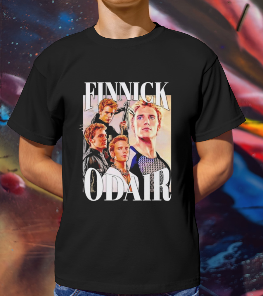 Finnick Odair Character Collage With Weaponry Elements T-Shirt