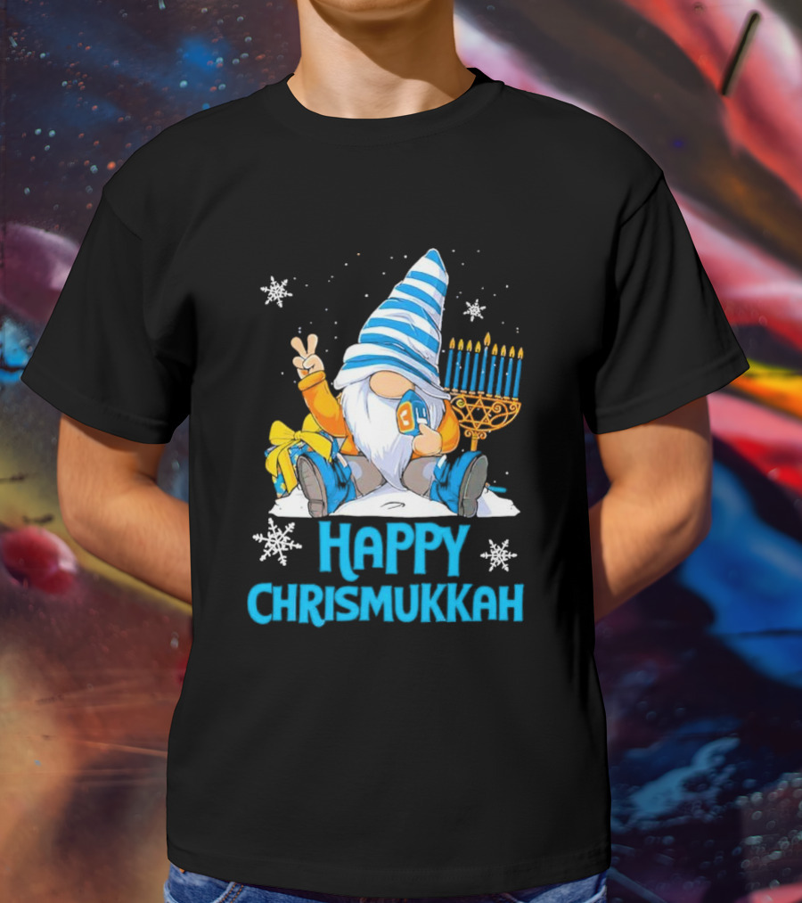 Happy Chrismukkah Gnome Menorah Snowflakes T-Shirt