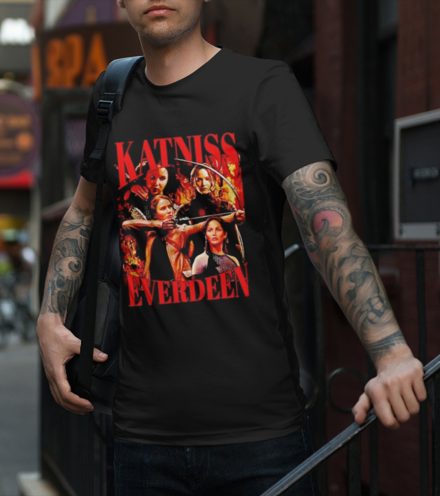 Katniss Everdeen Fiery Bow And Arrow Montage T-Shirt