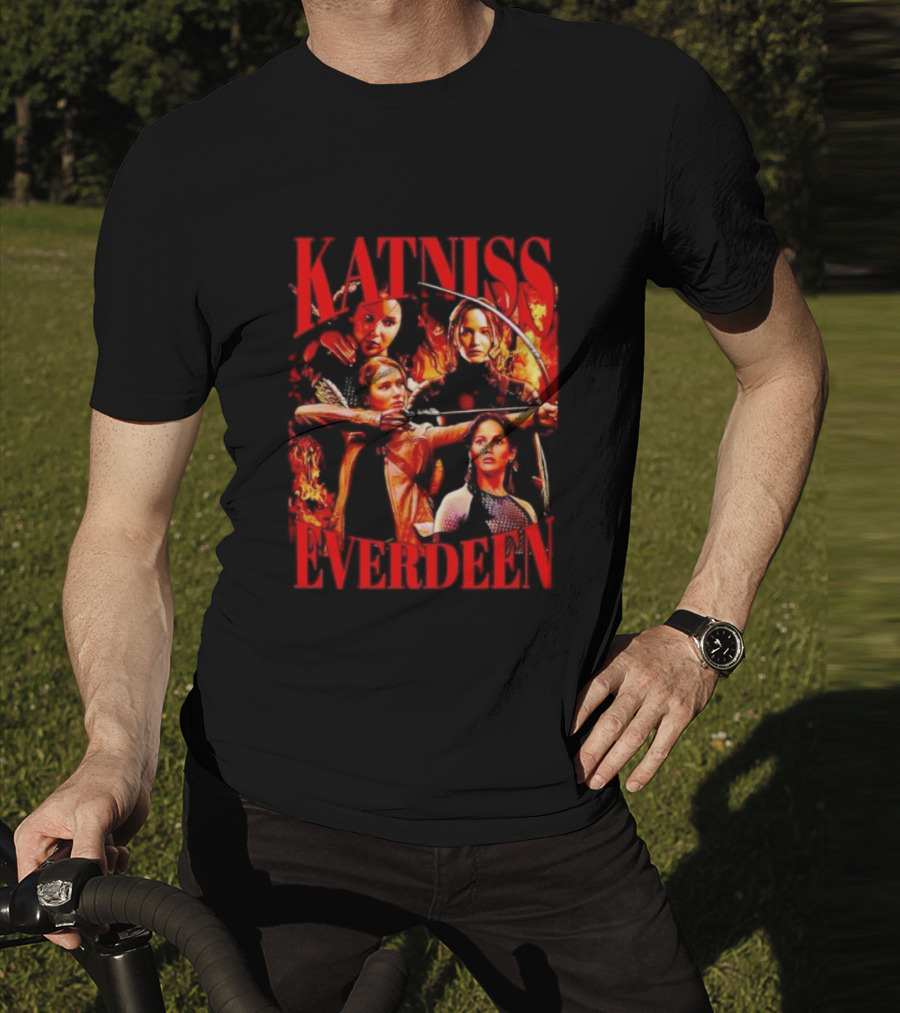 Katniss Everdeen Fiery Bow And Arrow Montage T-Shirt