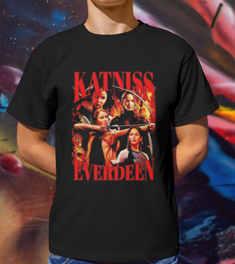 Katniss Everdeen Fiery Bow And Arrow Montage T-Shirt