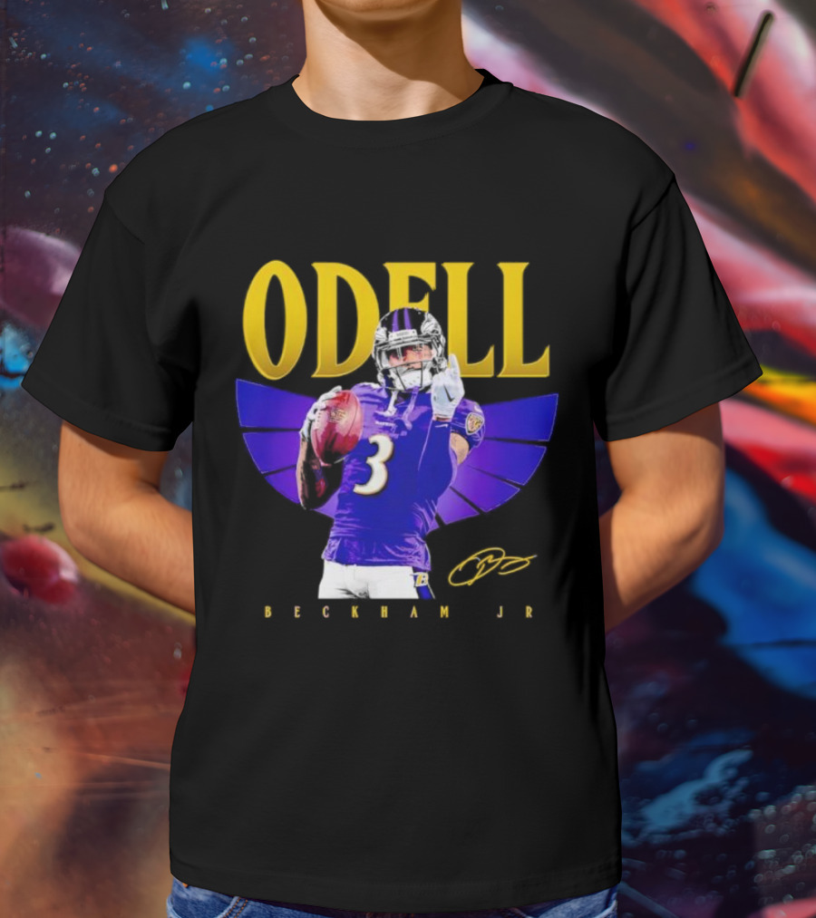 Odell Beckham Jr Baltimore Ravens Signature Number 3 Spotlight T-Shirt