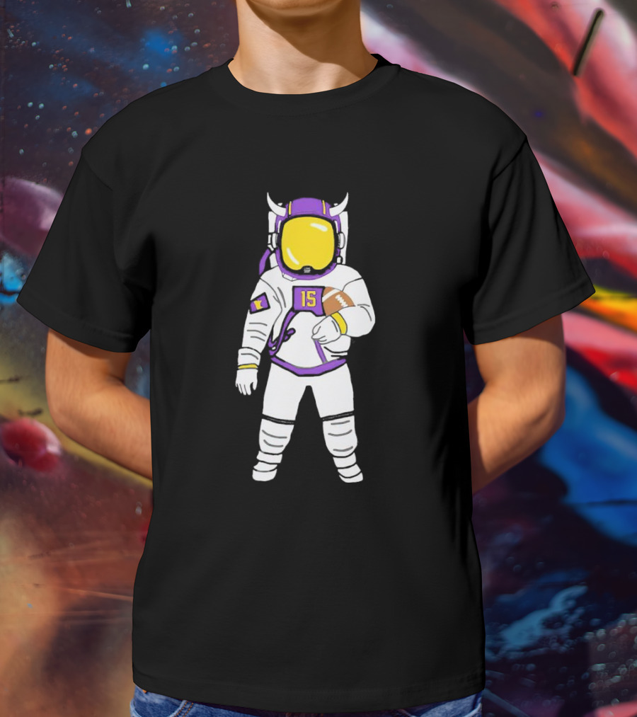 Passtronaut Minnesota Astronaut Football Purple 15 T-Shirt