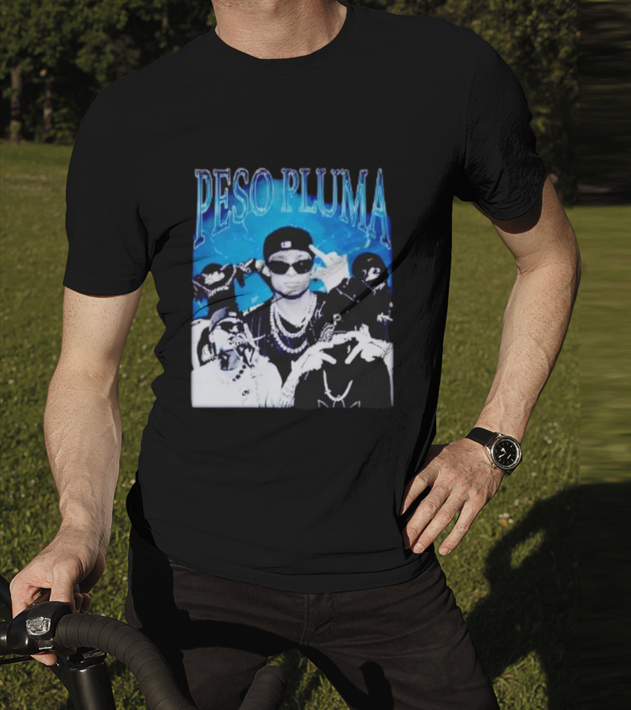 Peso Pluma Vintage Hip Hop Style Blue Tones T-Shirt