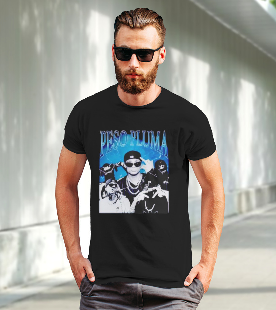 Peso Pluma Vintage Hip Hop Style Blue Tones T-Shirt
