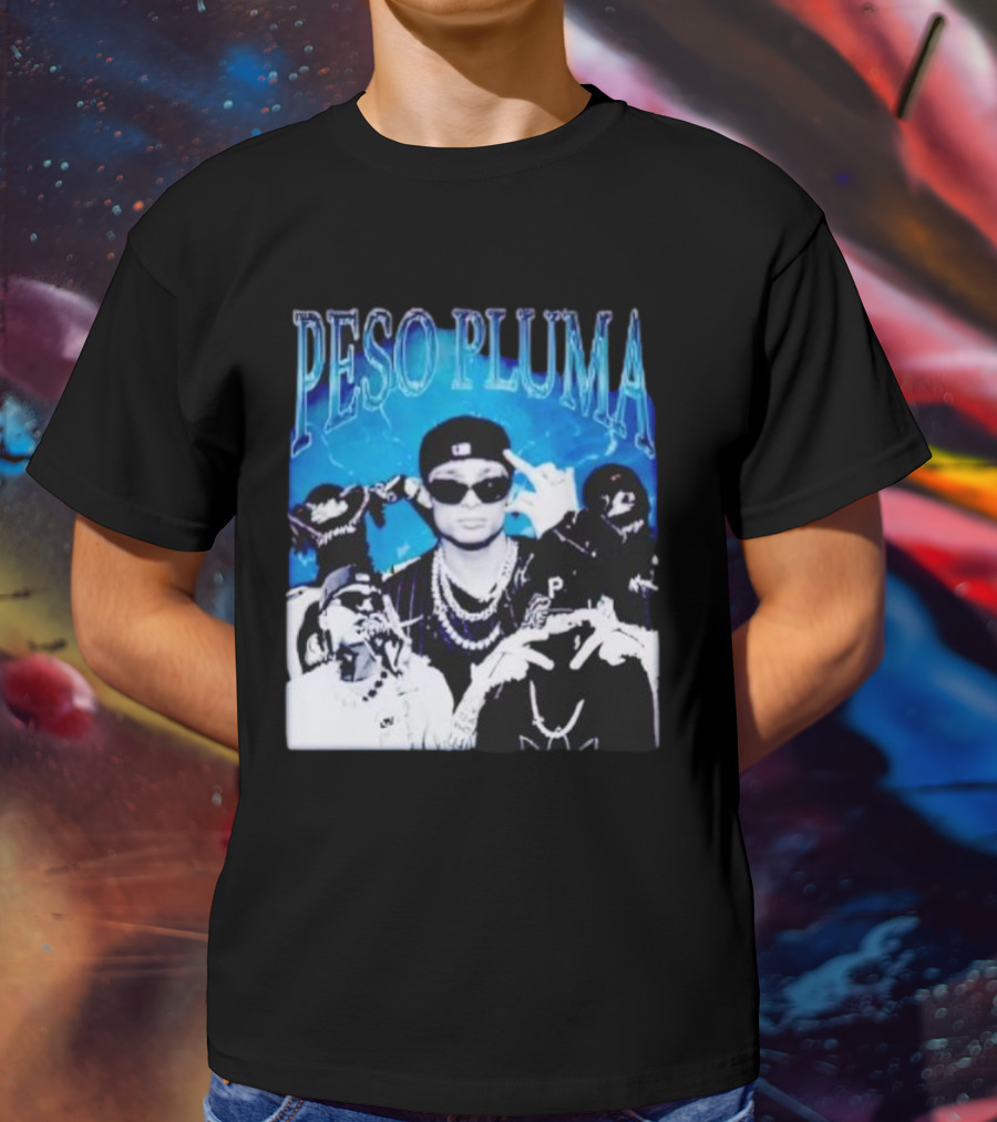 Peso Pluma Vintage Hip Hop Style Blue Tones T-Shirt