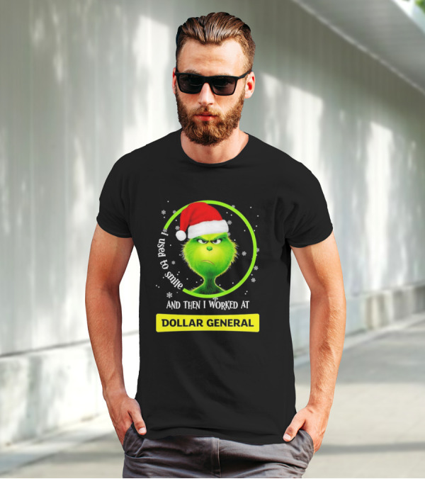 Santa Grinch I Used To Smile And Then I Worked At Dollar General Christmas T-Shirt