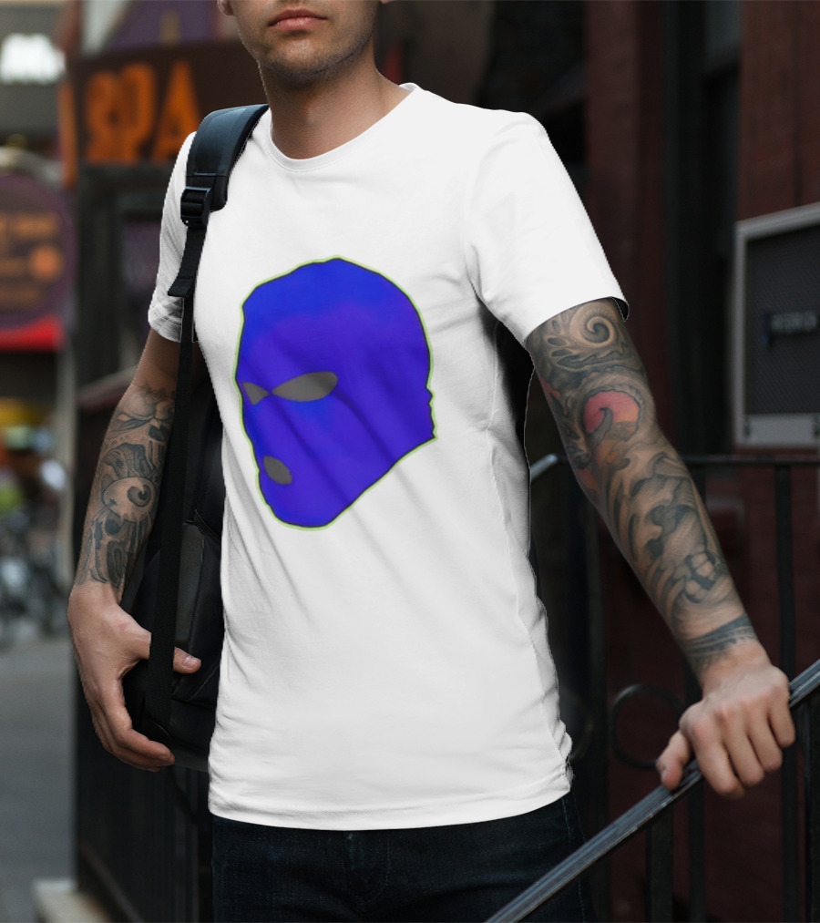 Seahawks Ski Mask Hoodie Graphic Blue Outline T-Shirt