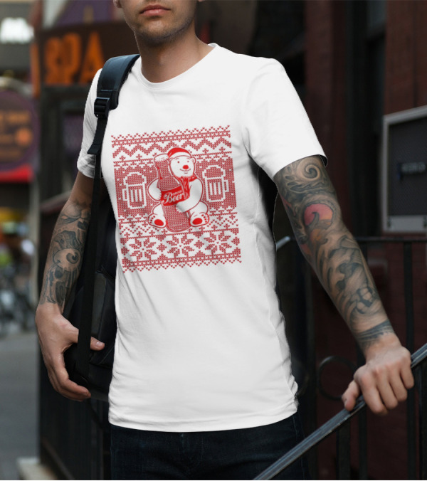 Bear Drink Beer Ugly Christmas T-Shirt