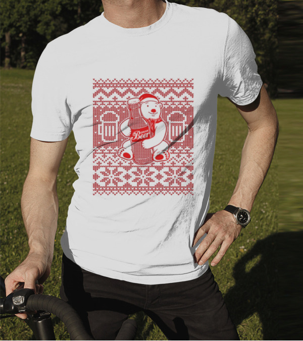 Bear Drink Beer Ugly Christmas T-Shirt