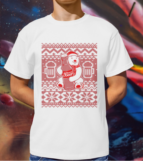 Bear Drink Beer Ugly Christmas T-Shirt