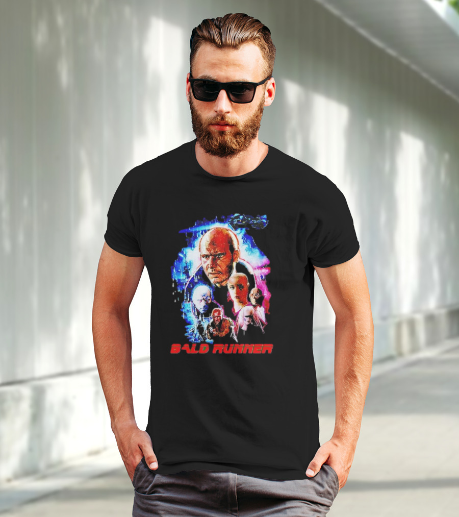 Bald Runner Sci-Fi Parody Character Montage T-Shirt