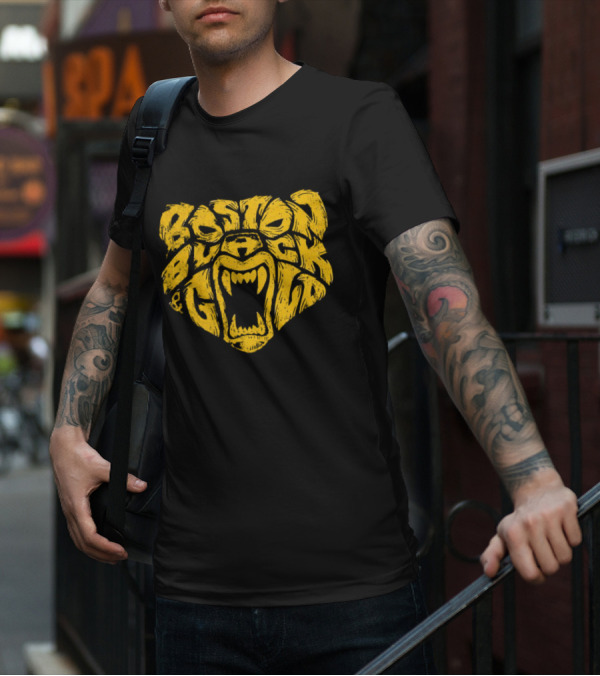 Boston Black And Gold Bear Face T-Shirt