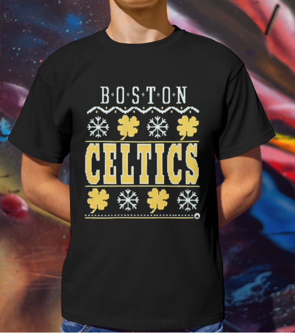 Boston Celtics Snowflakes And Shamrocks T-Shirt