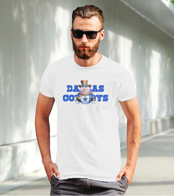Dallas Cowboys Snowman Christmas Holiday Spirit T-Shirt