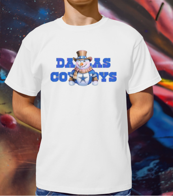Dallas Cowboys Snowman Christmas Holiday Spirit T-Shirt