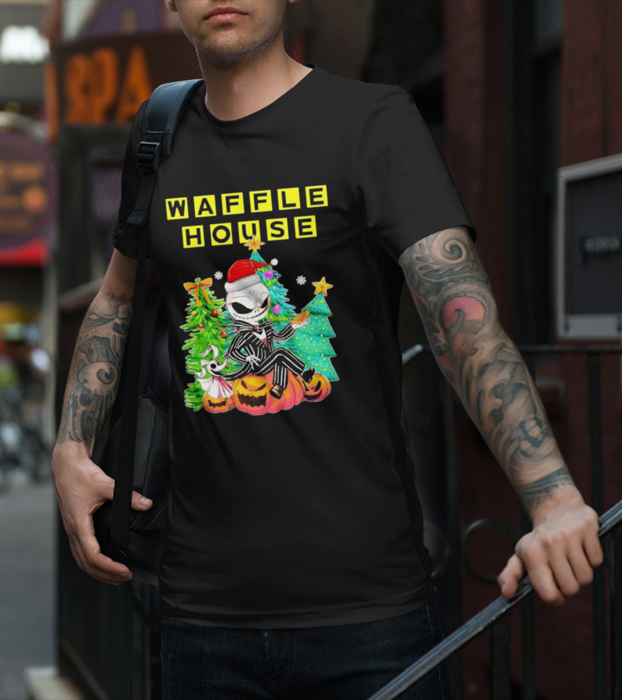 Waffle House Jack Skellington Christmas Tree Pumpkin T-Shirt