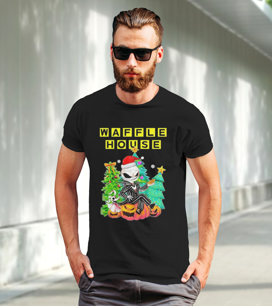 Waffle House Jack Skellington Christmas Tree Pumpkin T-Shirt
