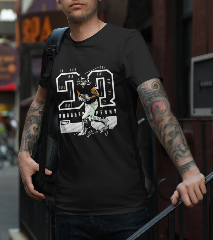 Rashaad Penny 23 NFLPA Philadelphia Football Signature T-Shirt