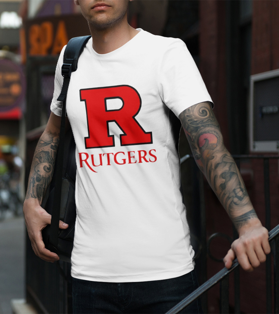 Rutgers University Red R Icon With Text T-Shirt