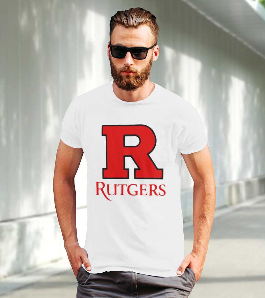 Rutgers University Red R Icon With Text T-Shirt