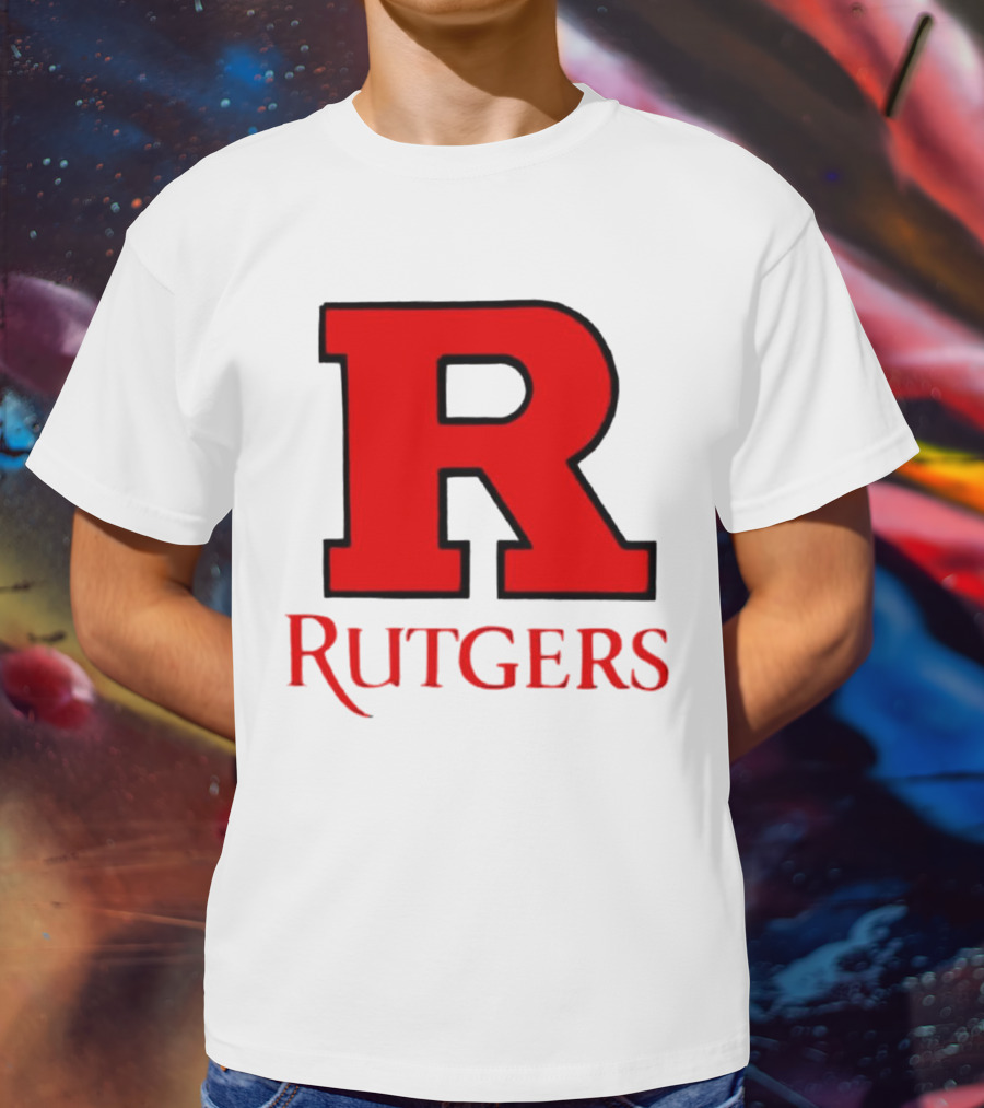 Rutgers University Red R Icon With Text T-Shirt