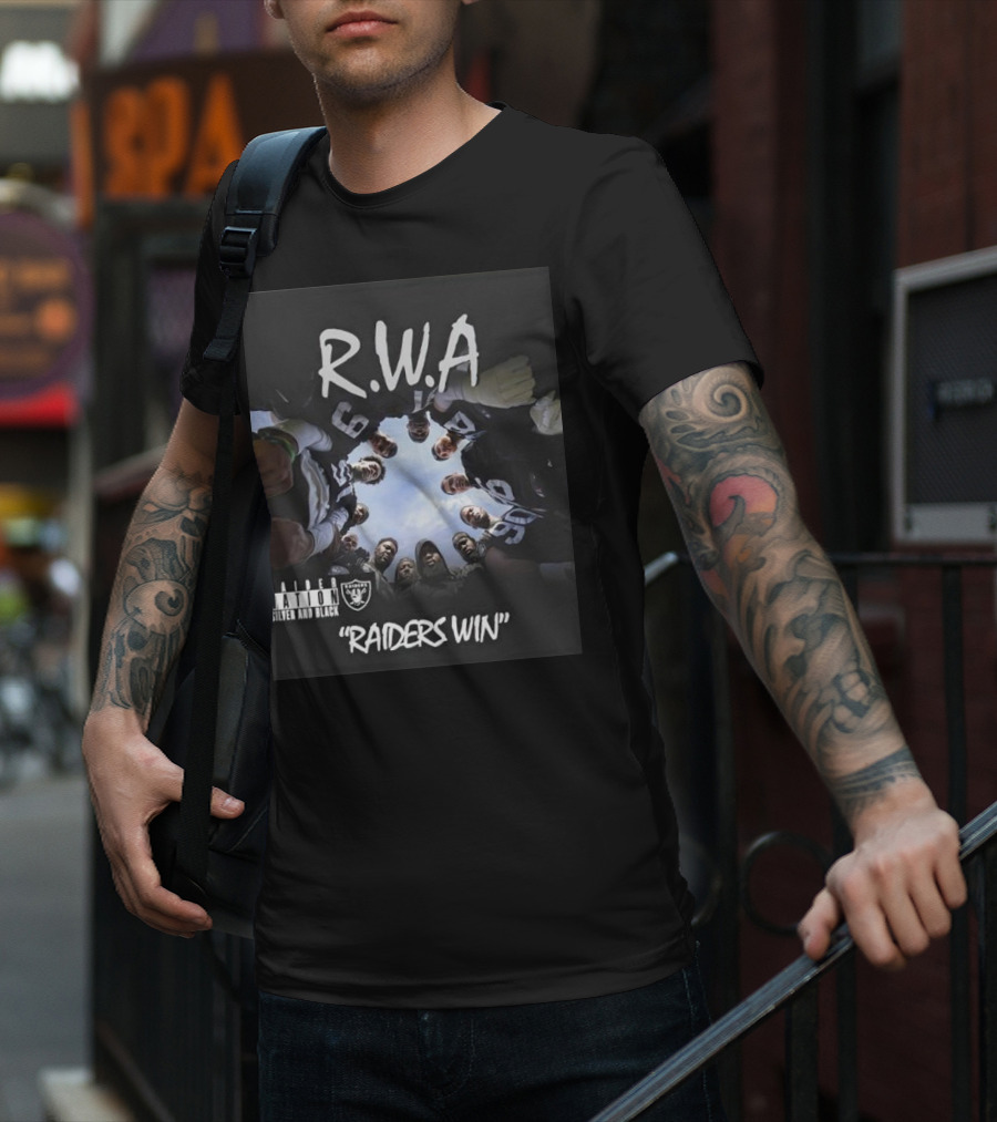 RWA Raider Nation Silver And Black Raiders Win T-Shirt