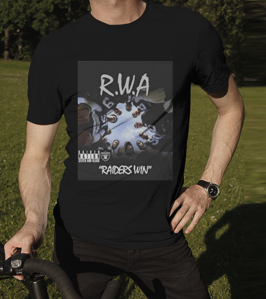 RWA Raider Nation Silver And Black Raiders Win T-Shirt