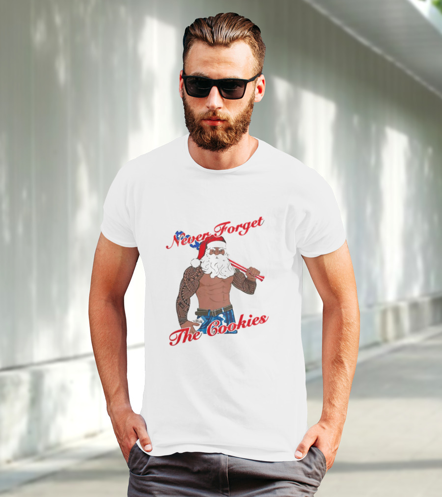 Tattoo Santa Never Forget The Cookies Christmas Holiday T-Shirt