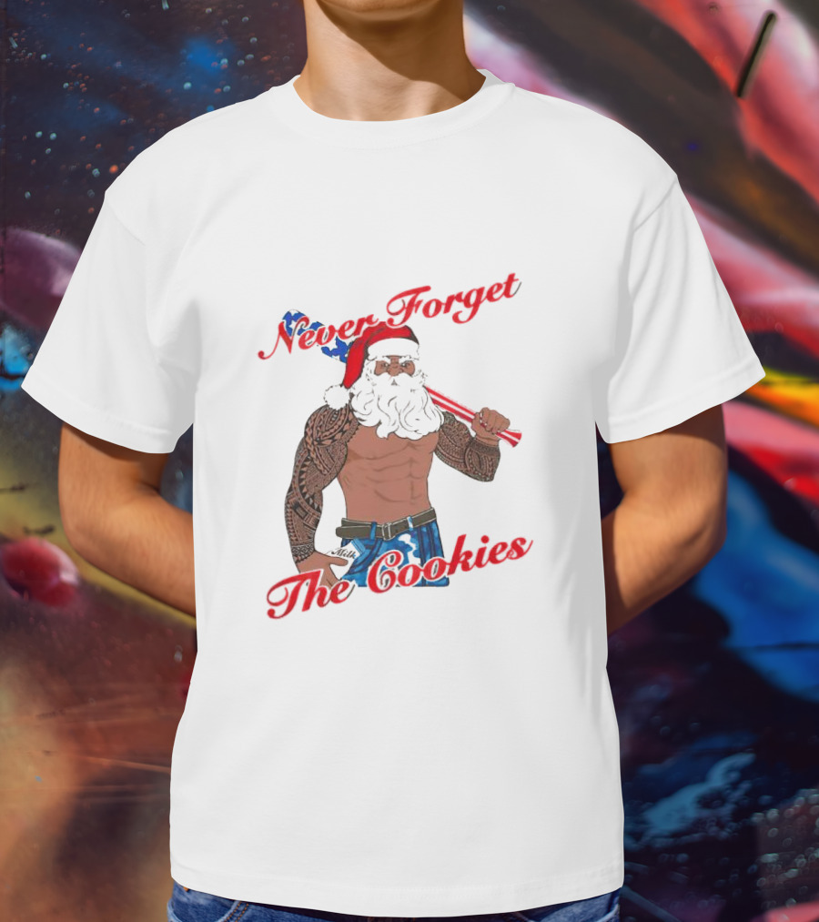 Tattoo Santa Never Forget The Cookies Christmas Holiday T-Shirt