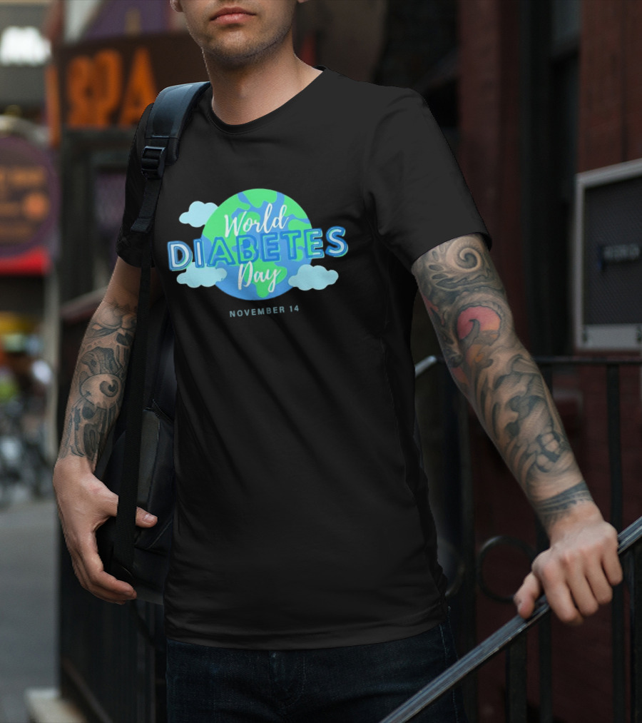 World Diabetes Day November 14 Earth And Clouds T-Shirt