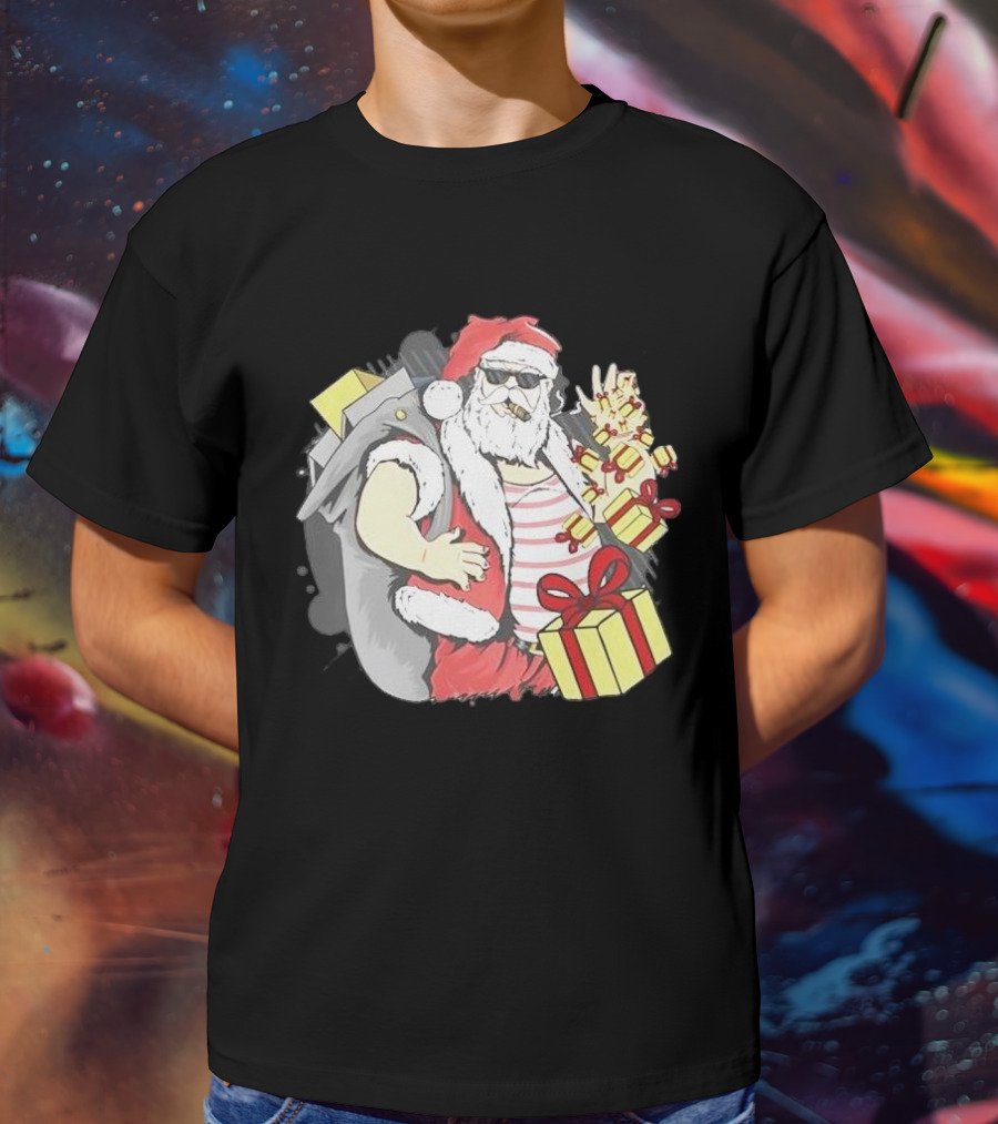 Santa Claus Cool Christmas Peace Sign Holiday Delivery T-Shirt