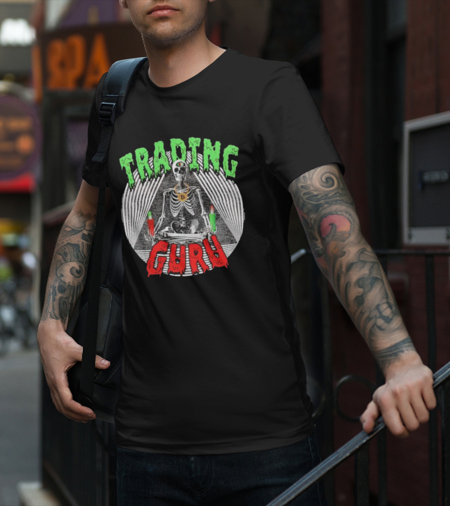 Trading Guru Skeleton Cryptocurrency Candles T-Shirt